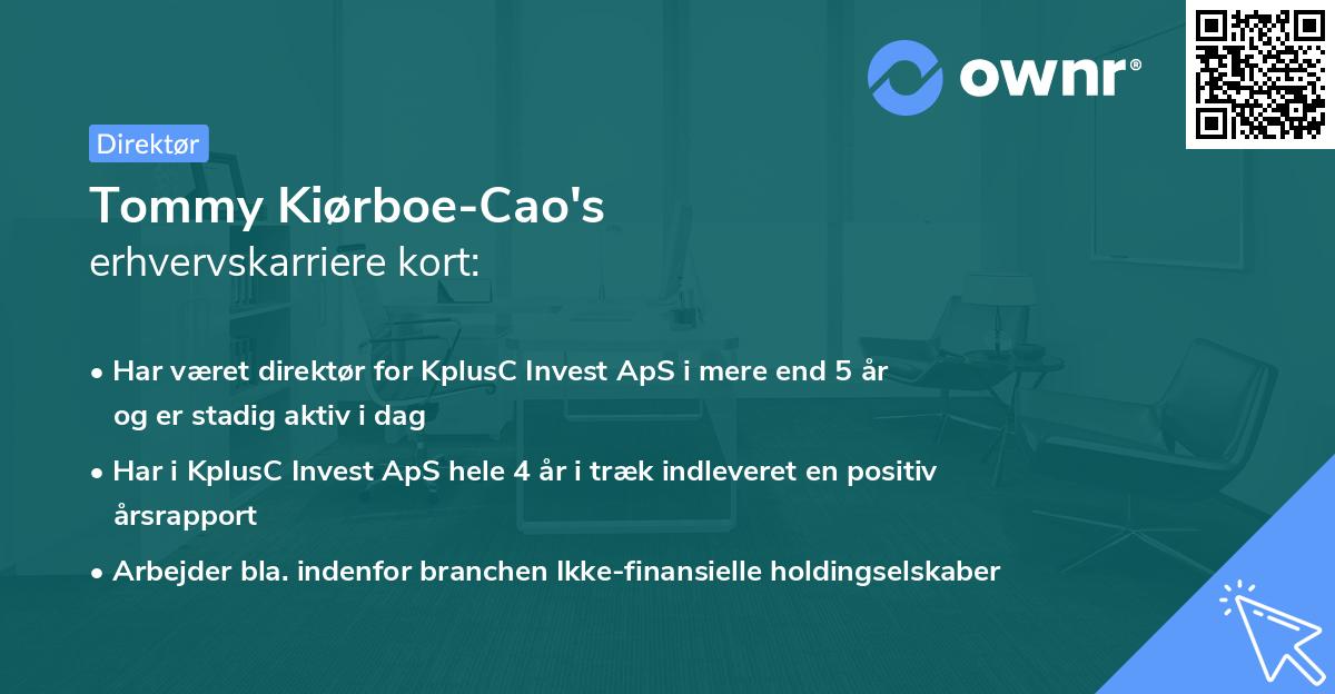 Tommy Kiørboe-Cao's erhvervskarriere kort