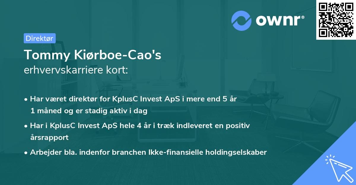 Tommy Kiørboe-Cao's erhvervskarriere kort