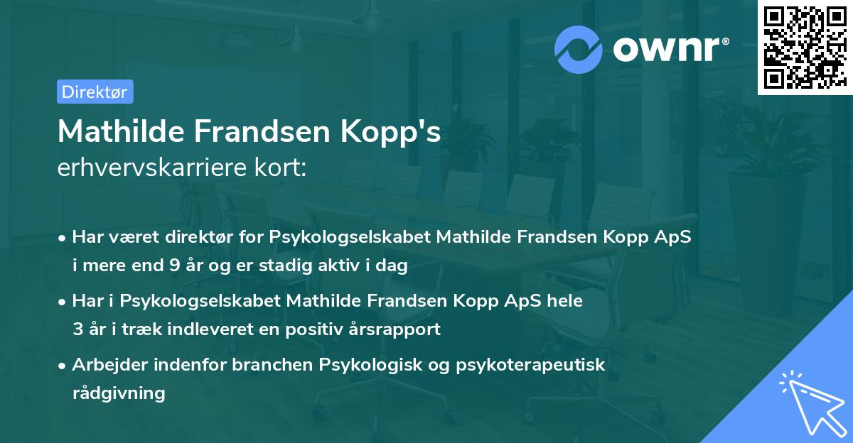 Mathilde Frandsen Kopp's erhvervskarriere kort