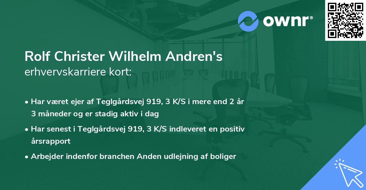 Rolf Christer Wilhelm Andren's erhvervskarriere kort