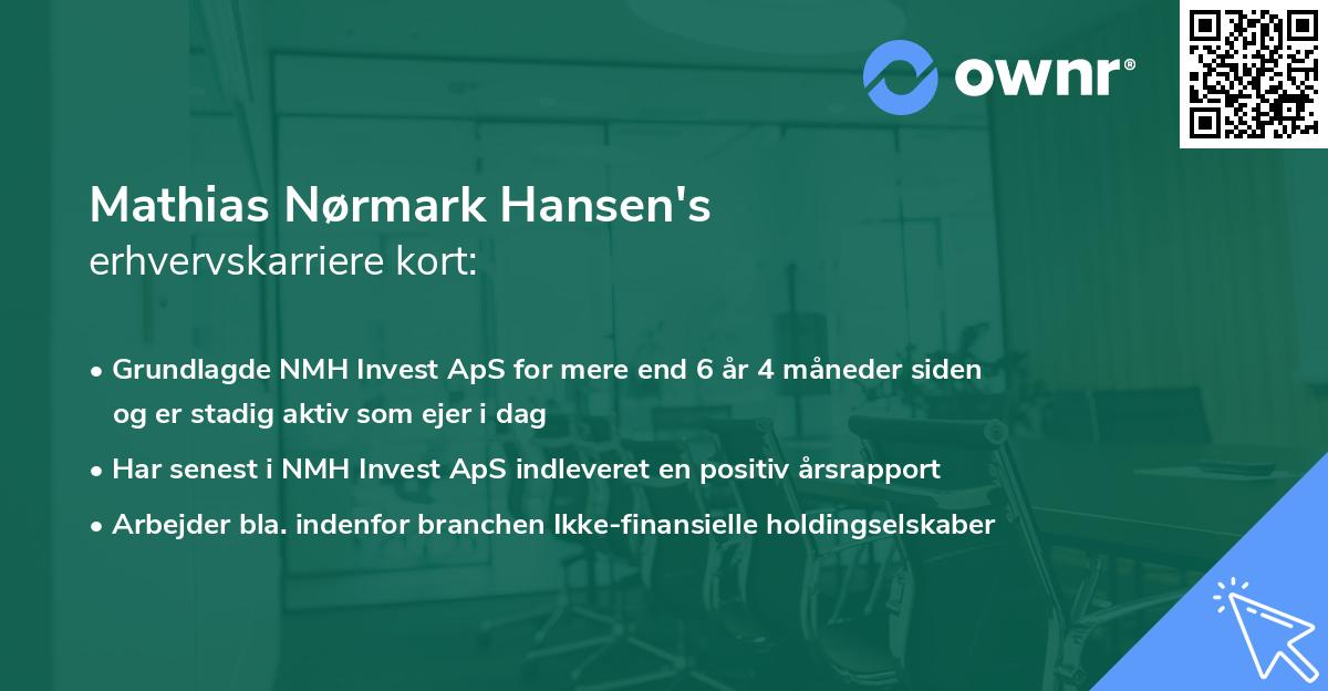 Mathias Nørmark Hansen's erhvervskarriere kort