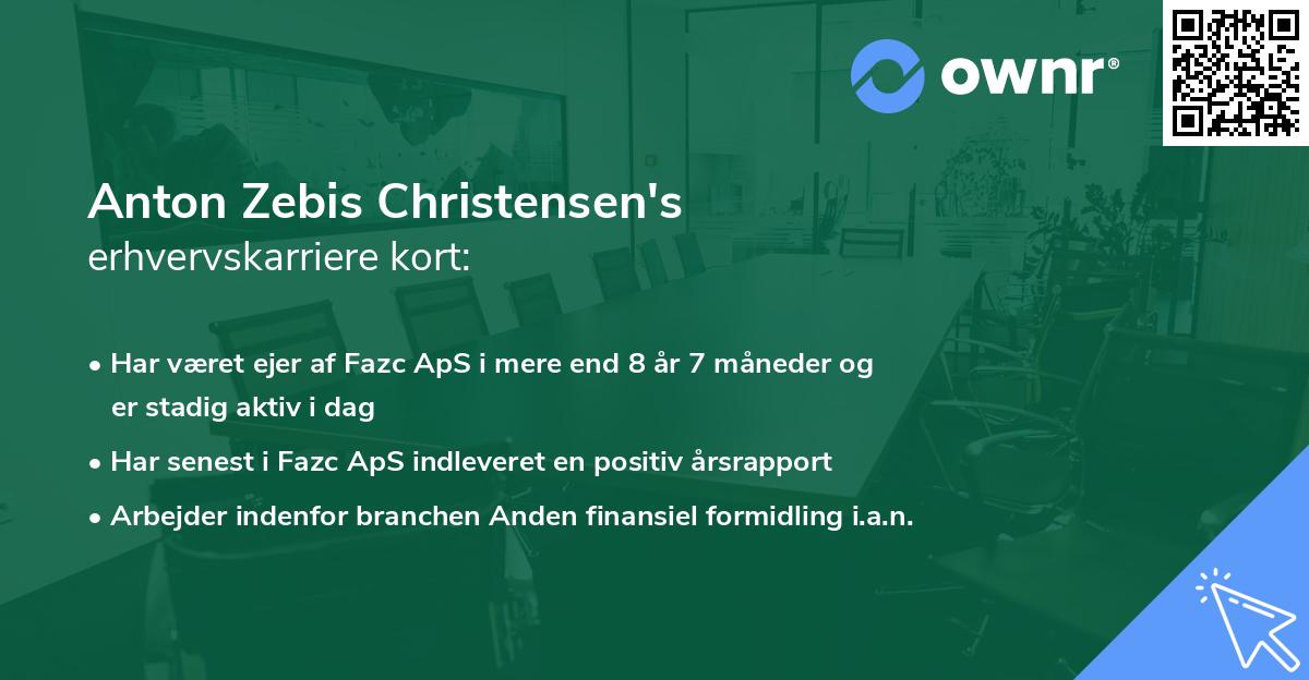 Anton Zebis Christensen's erhvervskarriere kort