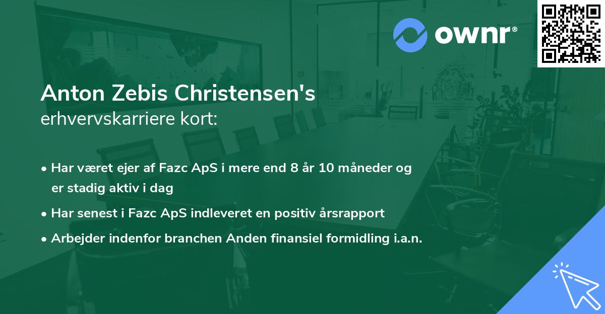 Anton Zebis Christensen's erhvervskarriere kort