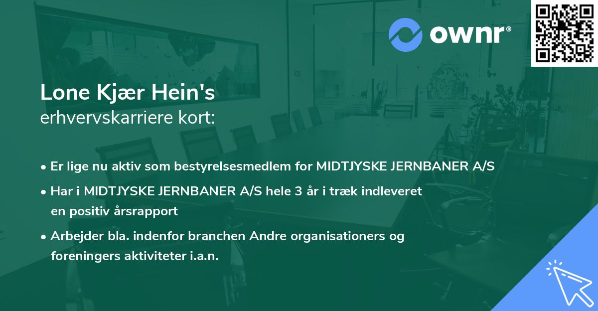 Lone Kjær Hein's erhvervskarriere kort
