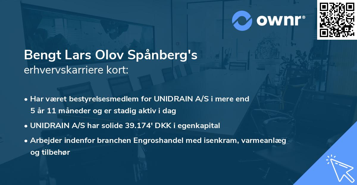 Bengt Lars Olov Spånberg's erhvervskarriere kort