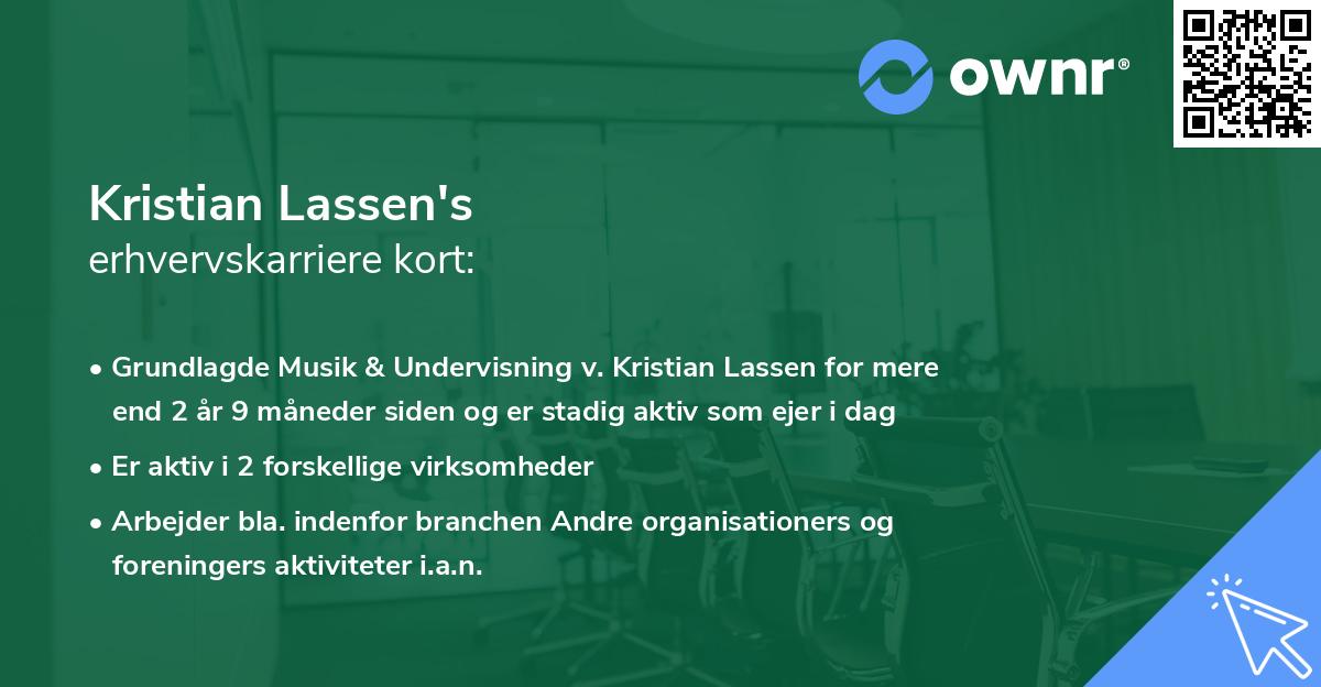 Kristian Lassen's erhvervskarriere kort