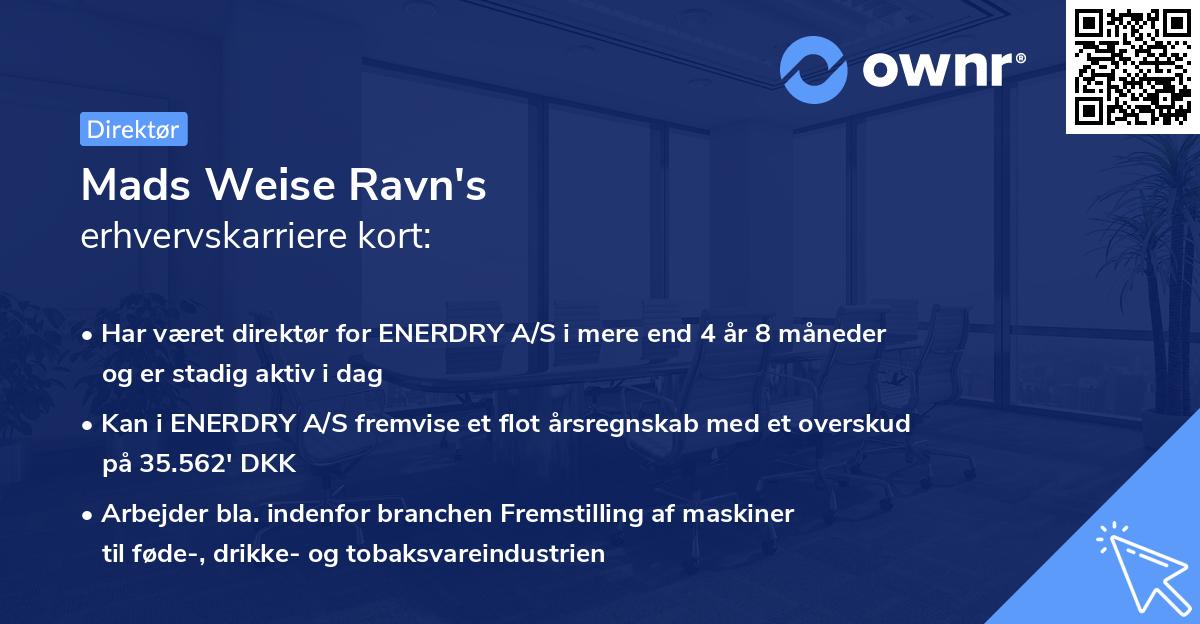 Mads Weise Ravn's erhvervskarriere kort