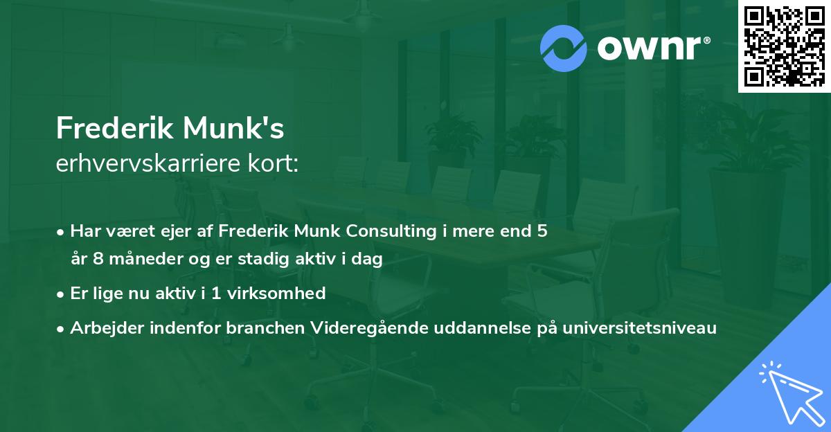 Frederik Munk's erhvervskarriere kort