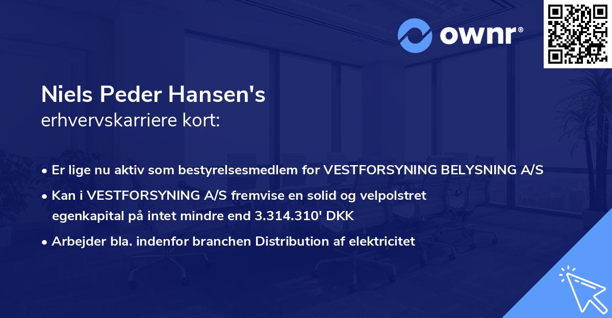 Niels Peder Hansen's erhvervskarriere kort