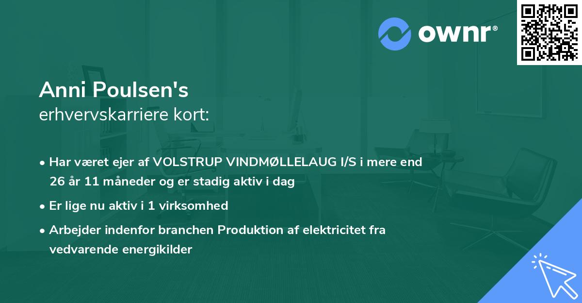 Anni Poulsen's erhvervskarriere kort
