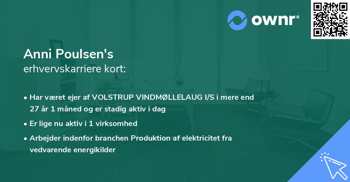 Anni Poulsen's erhvervskarriere kort