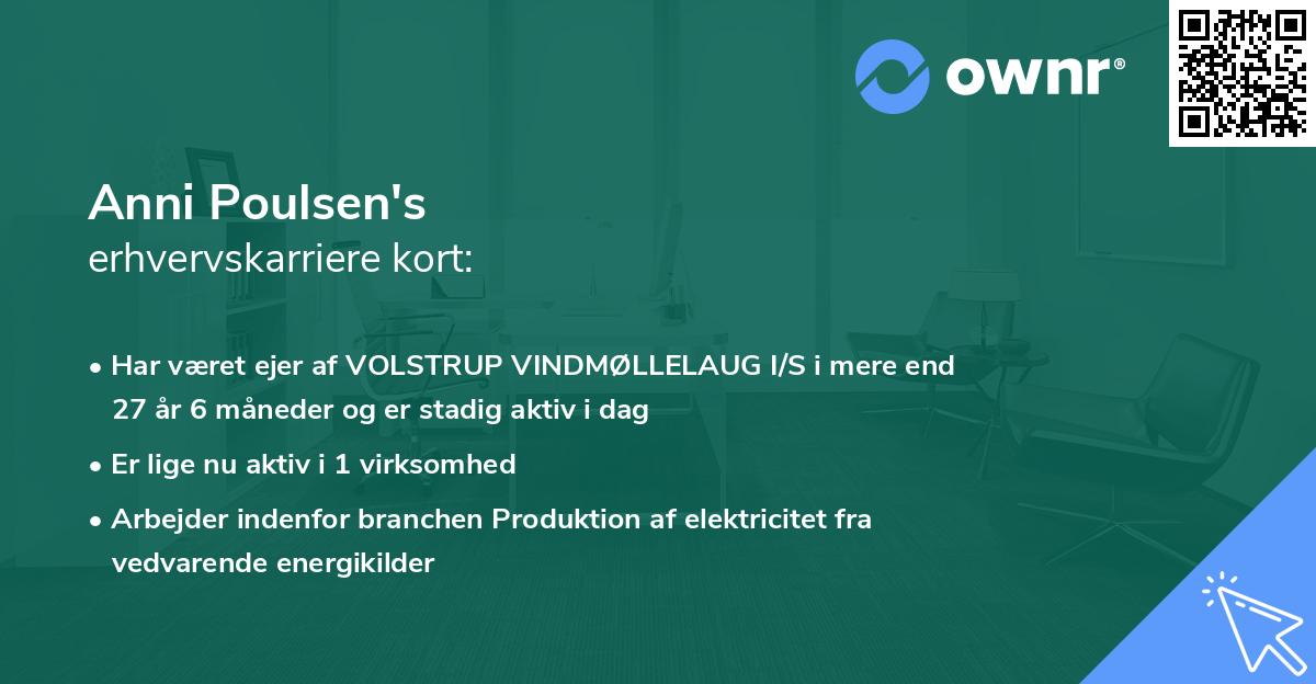 Anni Poulsen's erhvervskarriere kort