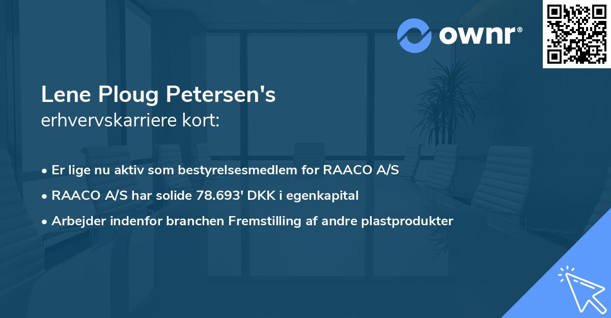 Lene Ploug Petersen's erhvervskarriere kort