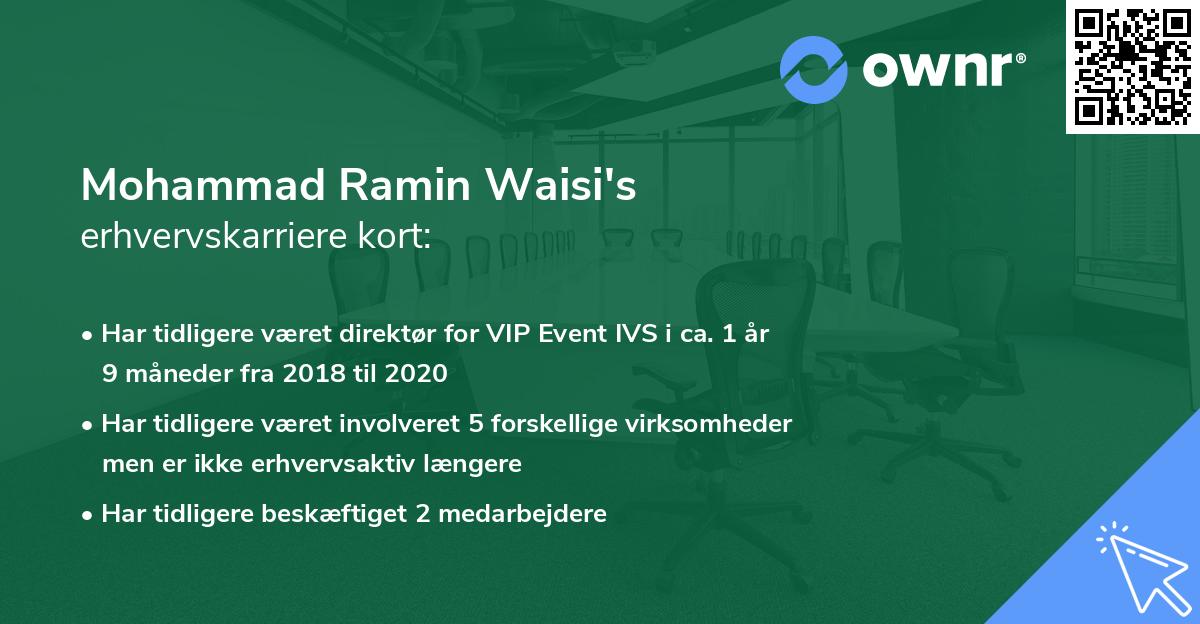 Mohammad Ramin Waisi's erhvervskarriere kort