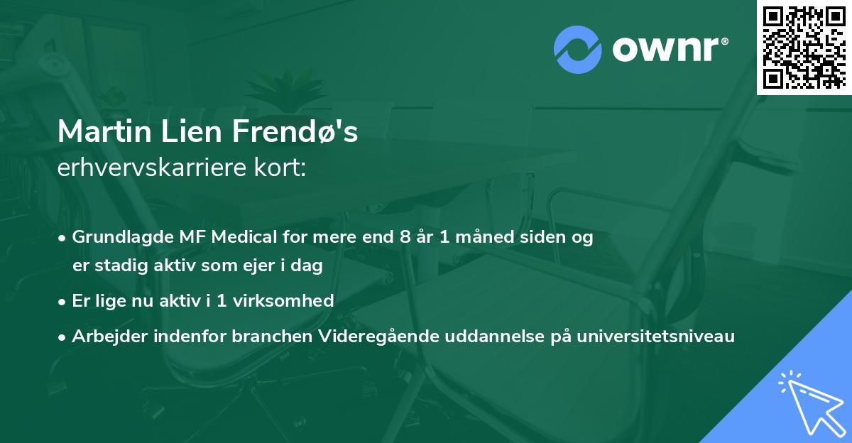 Martin Lien Frendø's erhvervskarriere kort