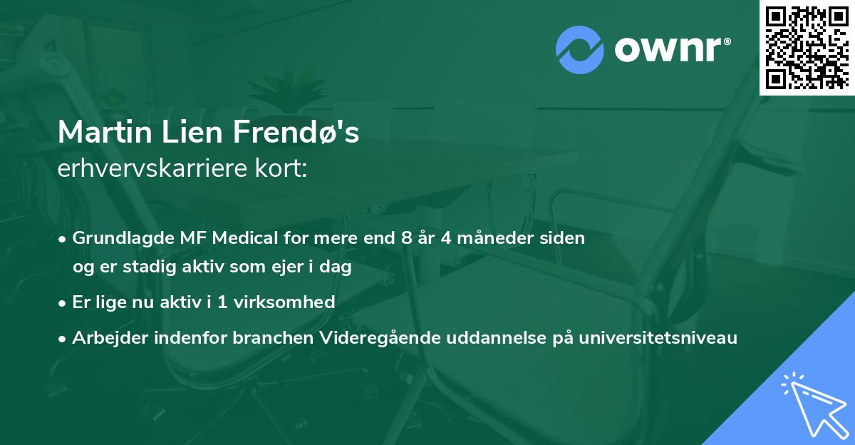 Martin Lien Frendø's erhvervskarriere kort