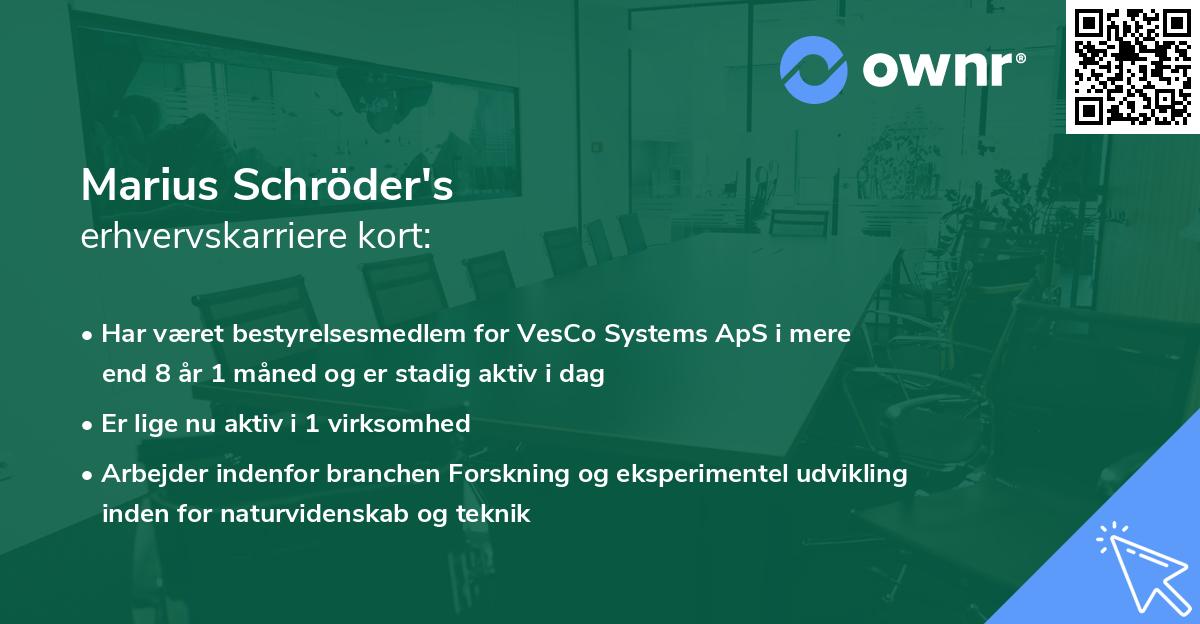 Marius Schröder's erhvervskarriere kort