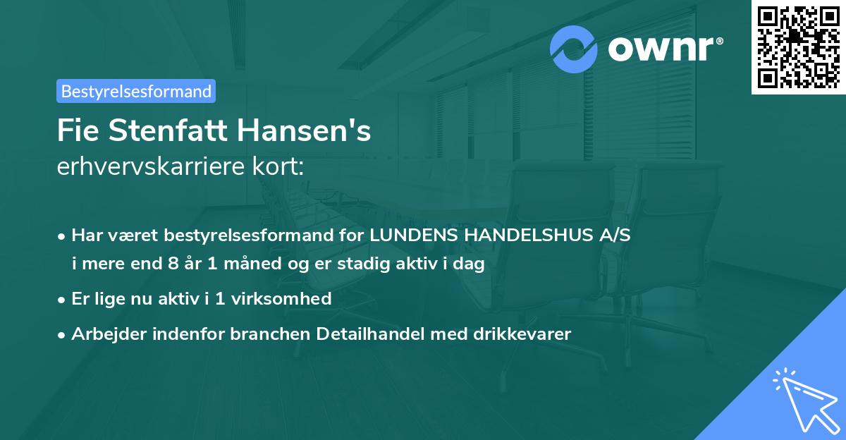 Fie Stenfatt Hansen's erhvervskarriere kort
