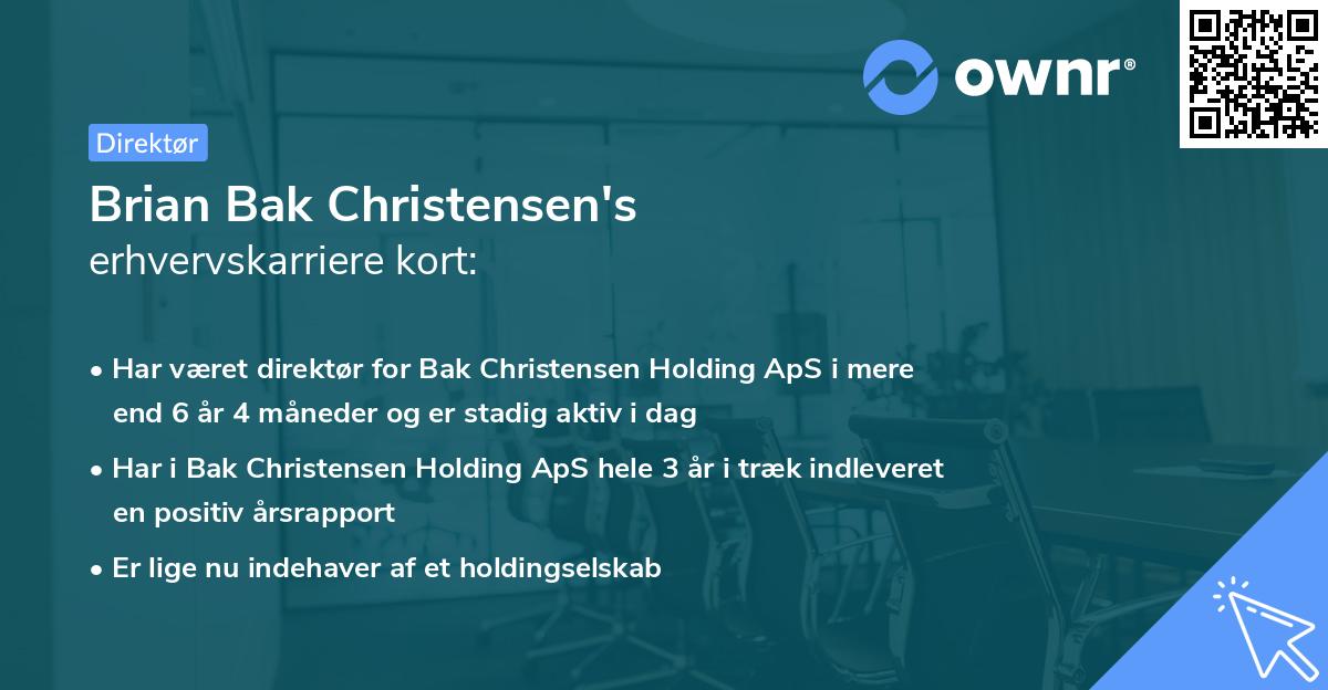 Brian Bak Christensen's erhvervskarriere kort