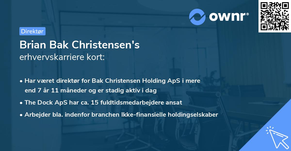 Brian Bak Christensen's erhvervskarriere kort