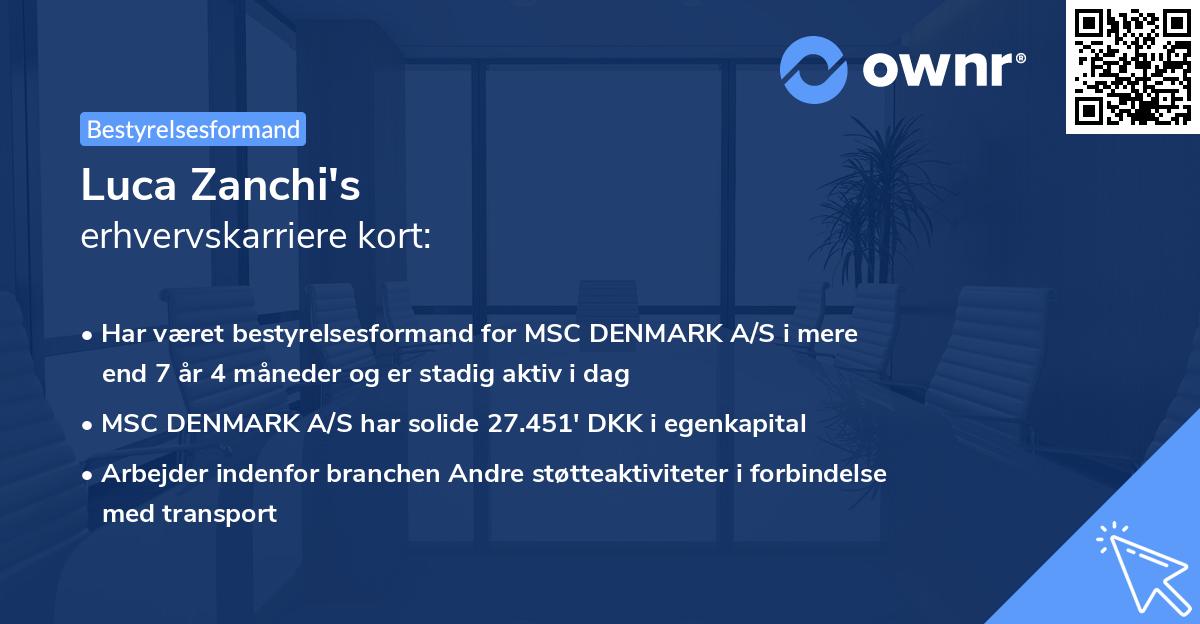 Luca Zanchi's erhvervskarriere kort