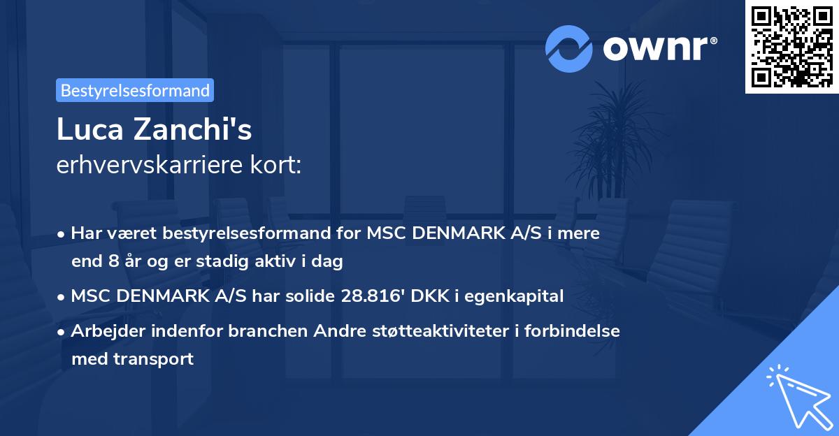Luca Zanchi's erhvervskarriere kort