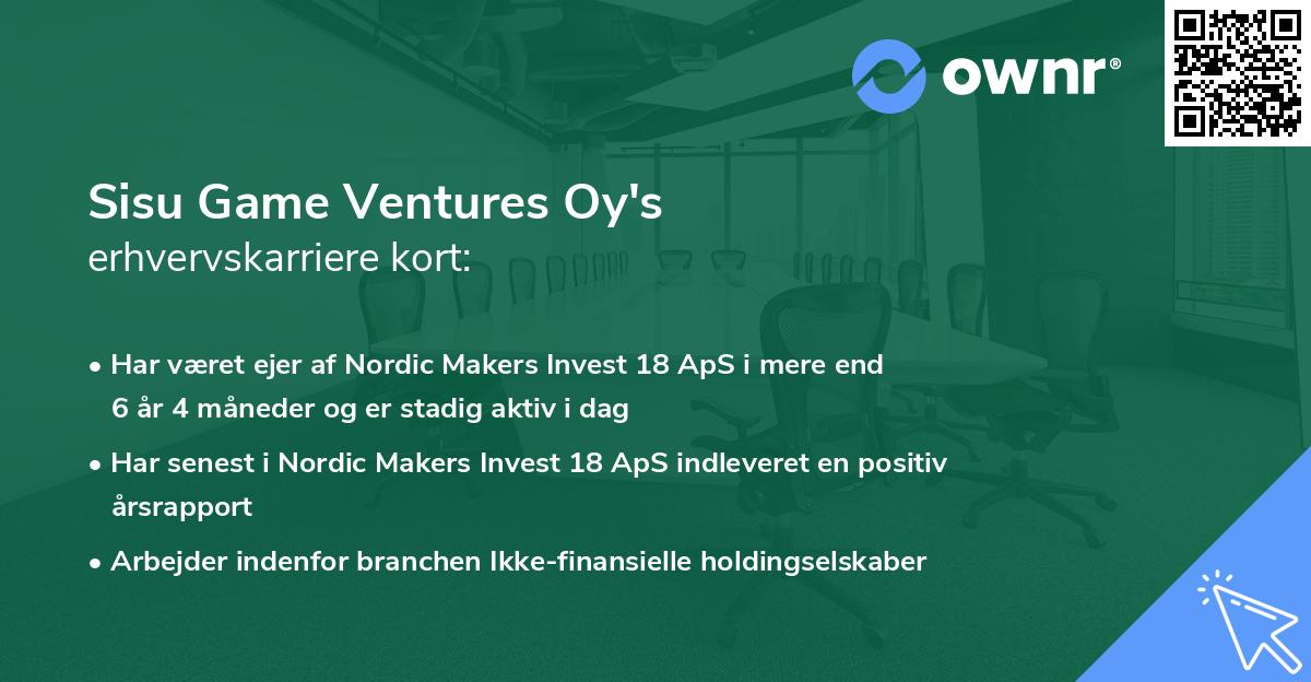 Sisu Game Ventures Oy's erhvervskarriere kort