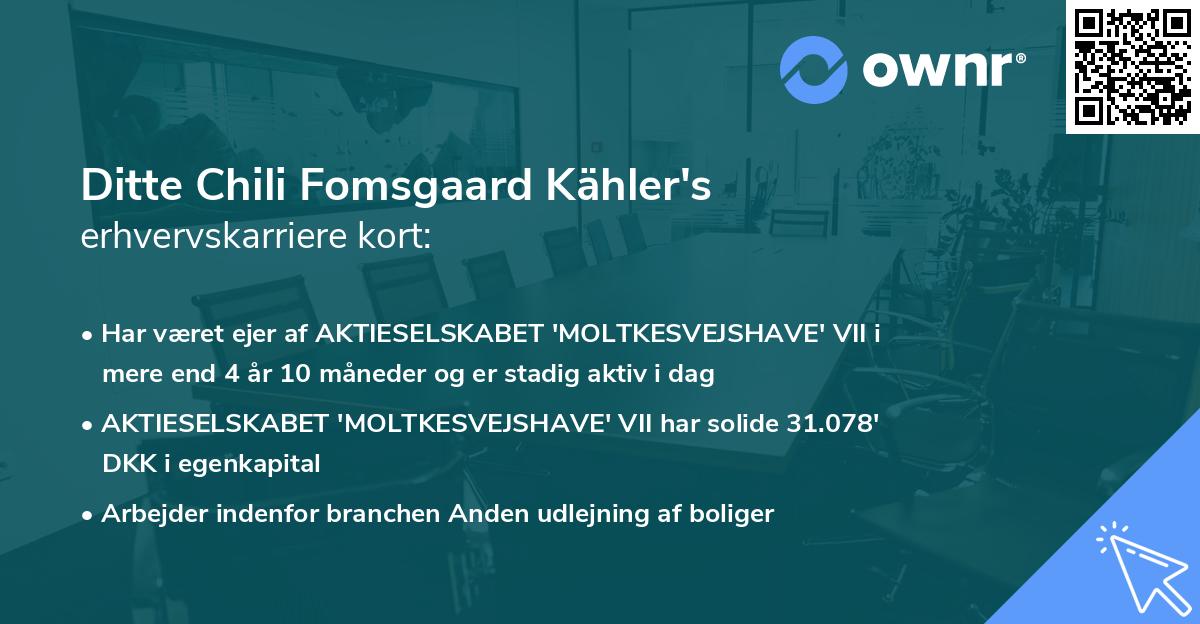 Ditte Chili Fomsgaard Kähler's erhvervskarriere kort