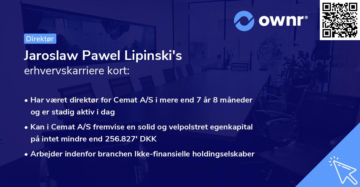 Jaroslaw Pawel Lipinski's erhvervskarriere kort