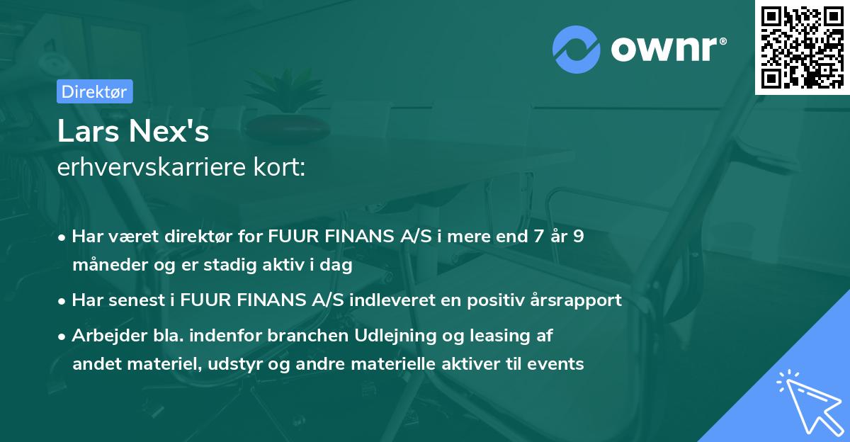Lars Nex's erhvervskarriere kort