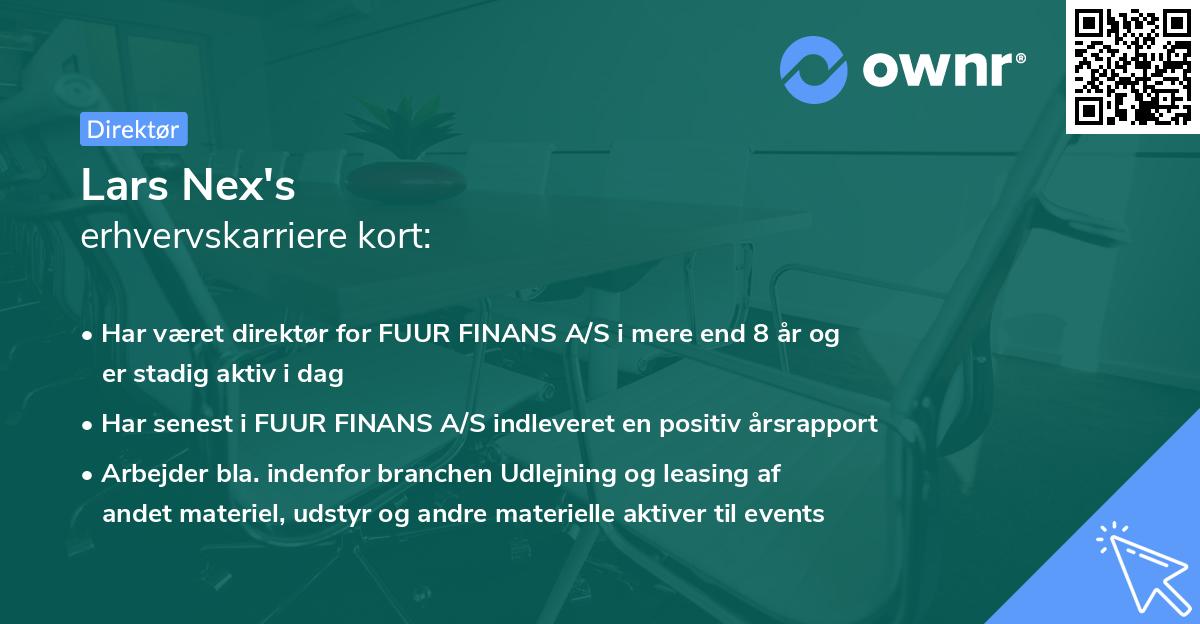 Lars Nex's erhvervskarriere kort