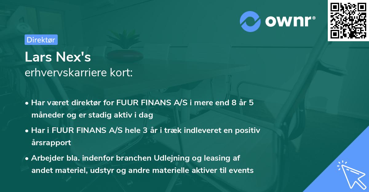 Lars Nex's erhvervskarriere kort