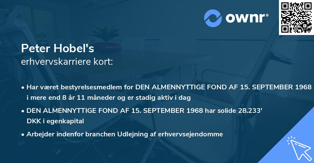Peter Hobel's erhvervskarriere kort