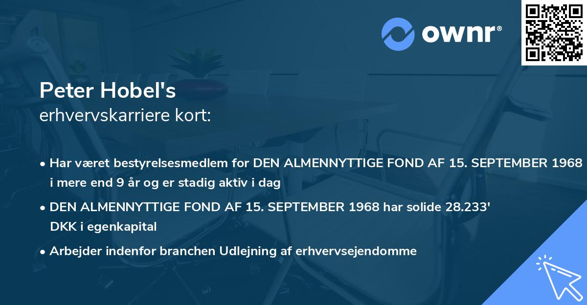 Peter Hobel's erhvervskarriere kort