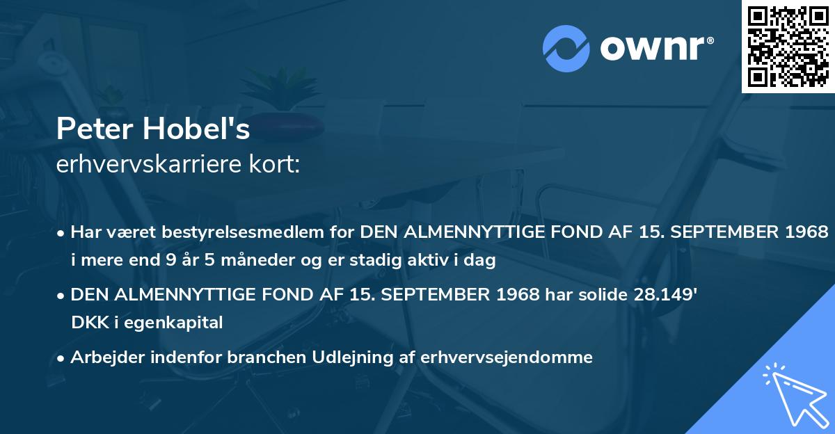 Peter Hobel's erhvervskarriere kort
