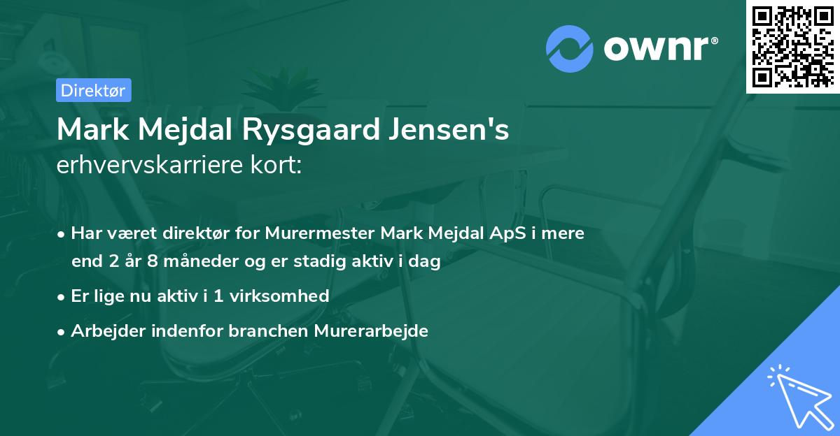 Mark Mejdal Rysgaard Jensen's erhvervskarriere kort
