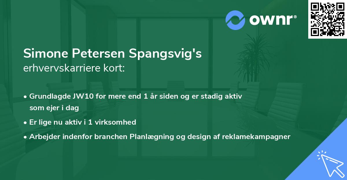 Simone Petersen Spangsvig's erhvervskarriere kort