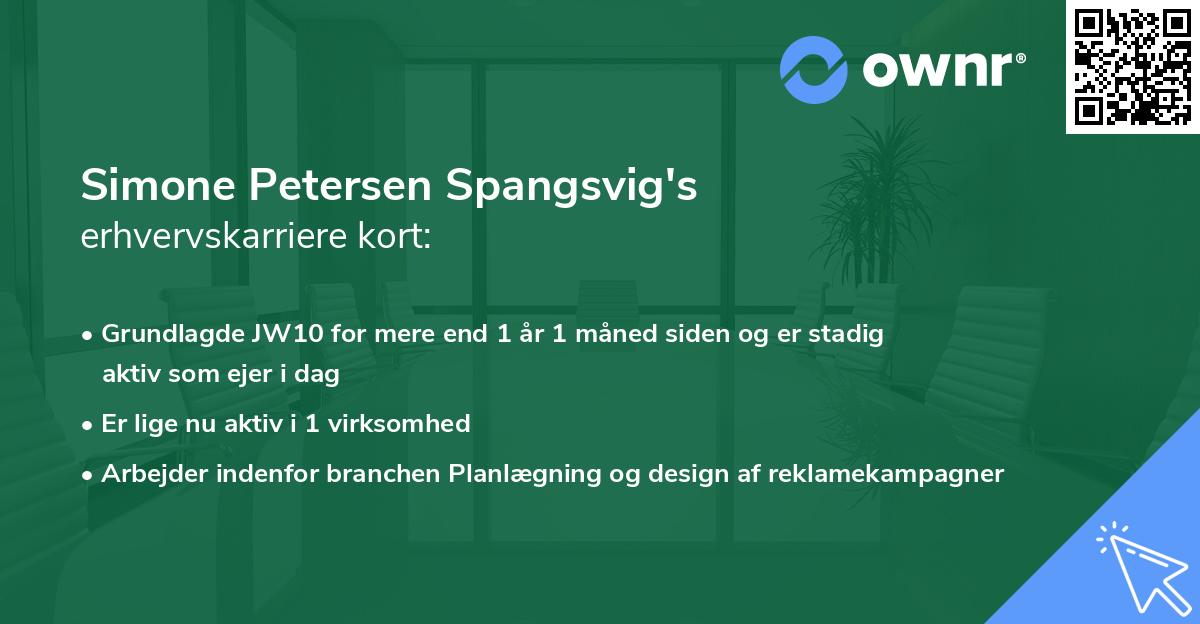 Simone Petersen Spangsvig's erhvervskarriere kort