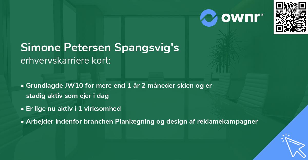 Simone Petersen Spangsvig's erhvervskarriere kort