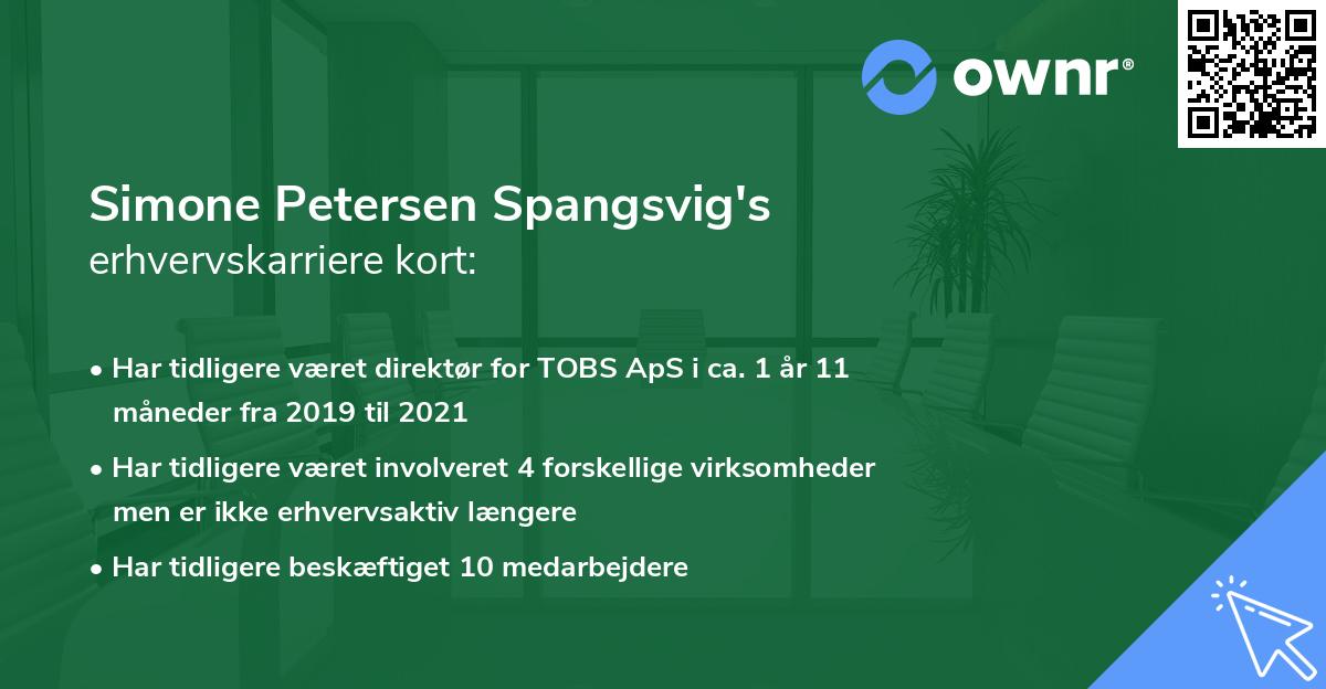Simone Petersen Spangsvig's erhvervskarriere kort