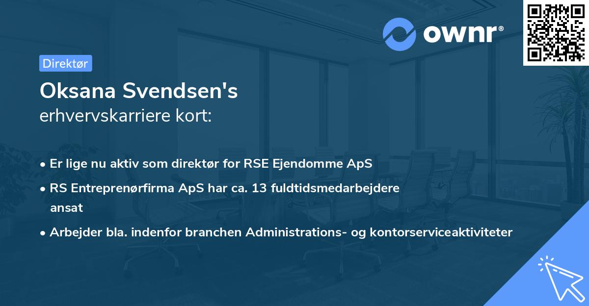 Oksana Svendsen's erhvervskarriere kort