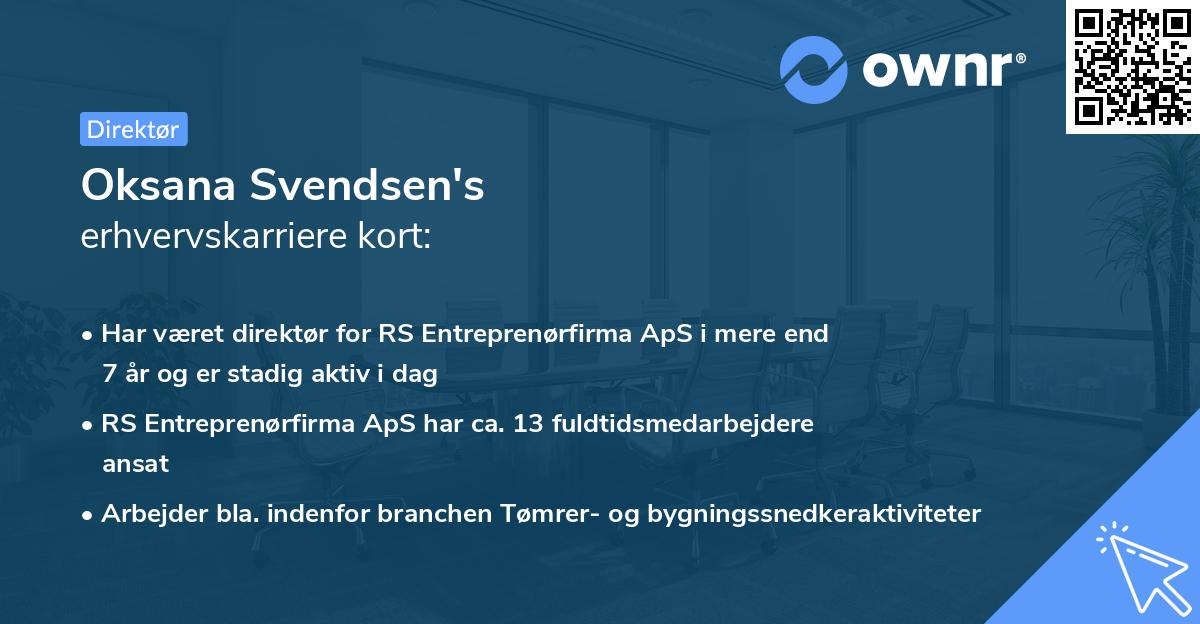 Oksana Svendsen's erhvervskarriere kort