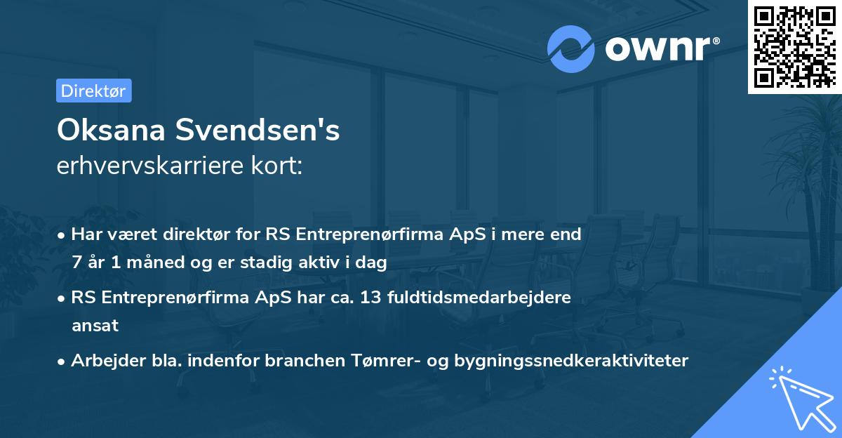 Oksana Svendsen's erhvervskarriere kort