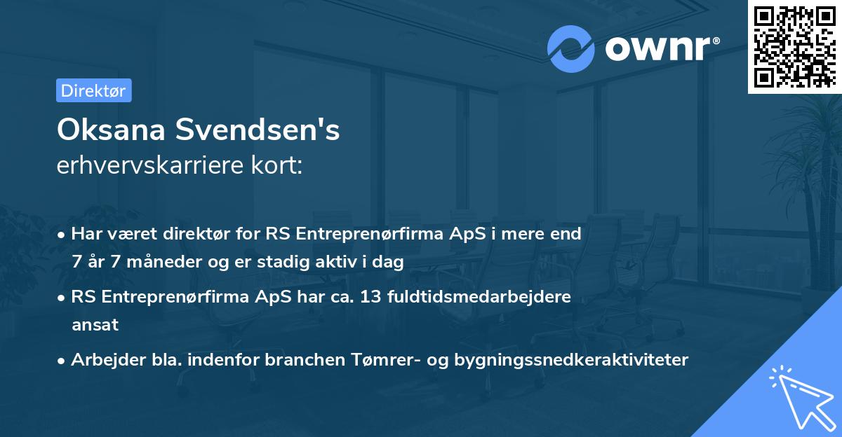 Oksana Svendsen's erhvervskarriere kort