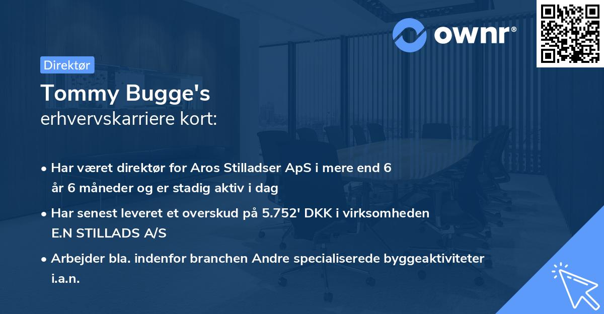 Tommy Bugge's erhvervskarriere kort