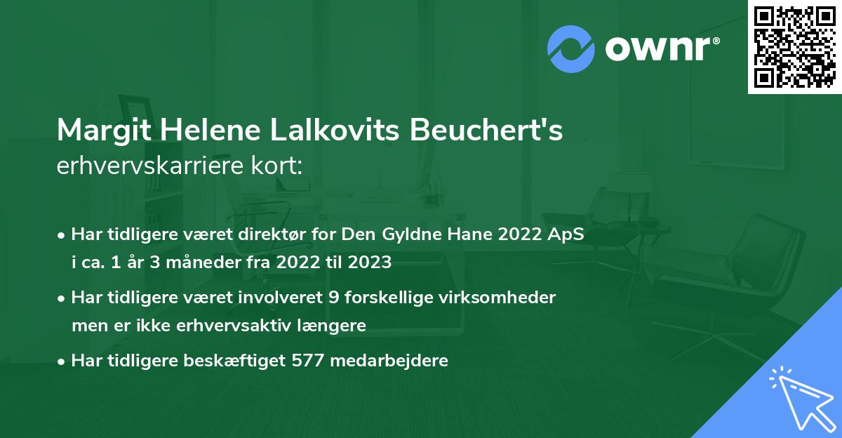 Margit Helene Lalkovits Beuchert's erhvervskarriere kort
