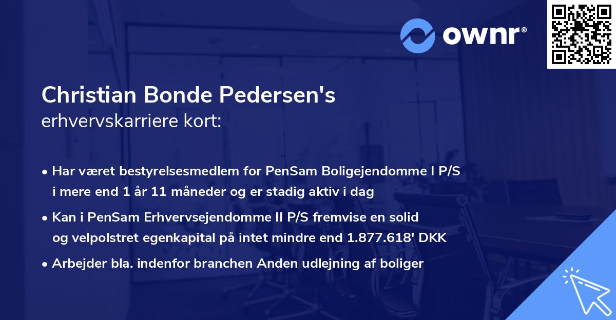 Christian Bonde Pedersen's erhvervskarriere kort