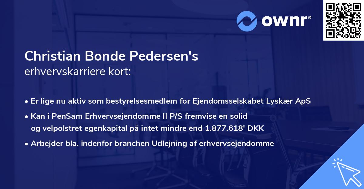 Christian Bonde Pedersen's erhvervskarriere kort