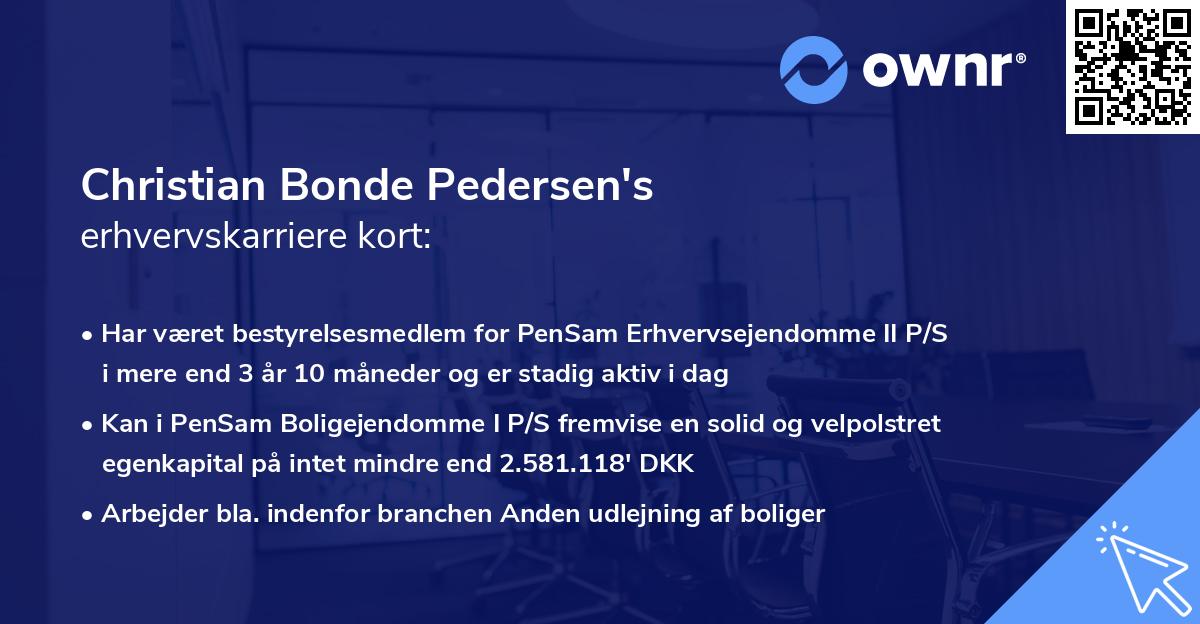 Christian Bonde Pedersen's erhvervskarriere kort