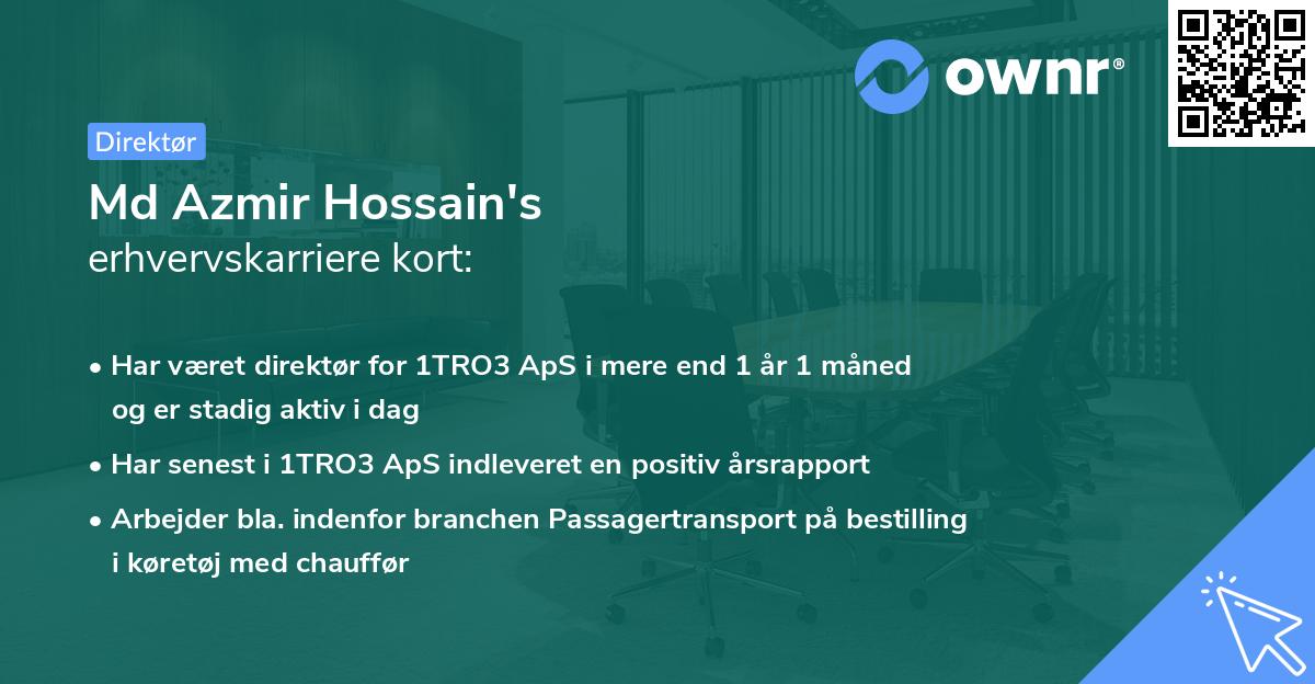 Md Azmir Hossain's erhvervskarriere kort